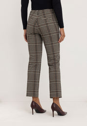 Janet Slim Tailored Pants | Ecru Brown Check